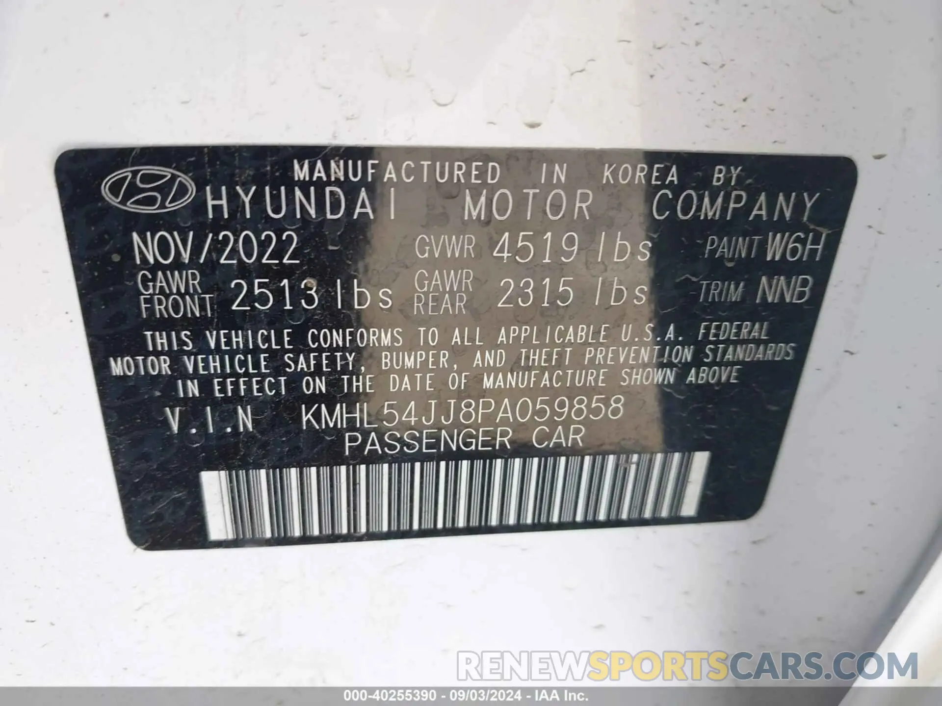 9 Photograph of a damaged car KMHL54JJ8PA059858 HYUNDAI SONATA HYBRID 2023
