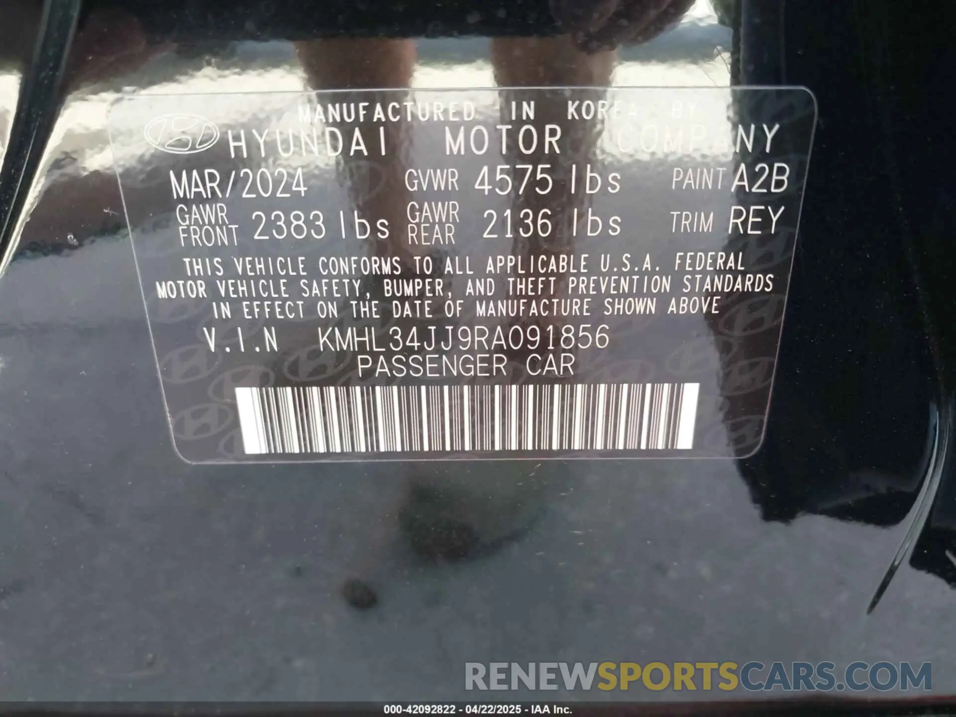 9 Photograph of a damaged car KMHL34JJ9RA091856 HYUNDAI SONATA HYBRID 2024