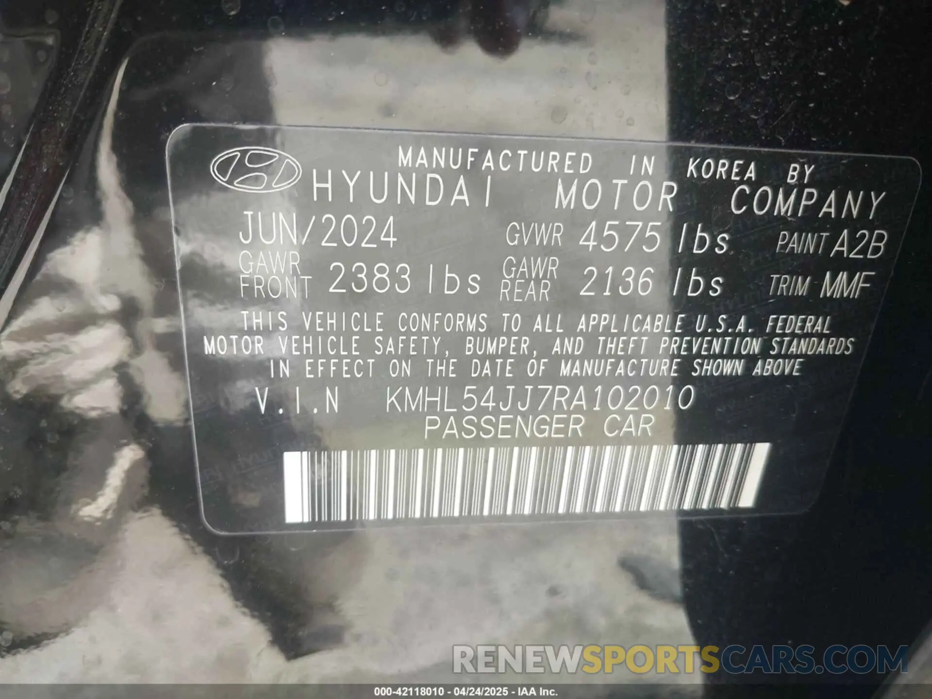 9 Photograph of a damaged car KMHL54JJ7RA102010 HYUNDAI SONATA HYBRID 2024