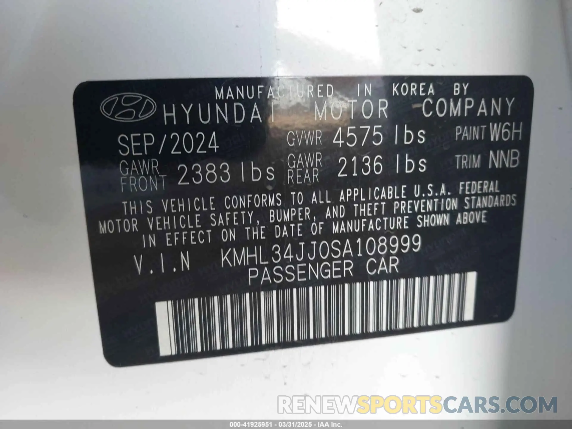 9 Photograph of a damaged car KMHL34JJ0SA108999 HYUNDAI SONATA HYBRID 2025