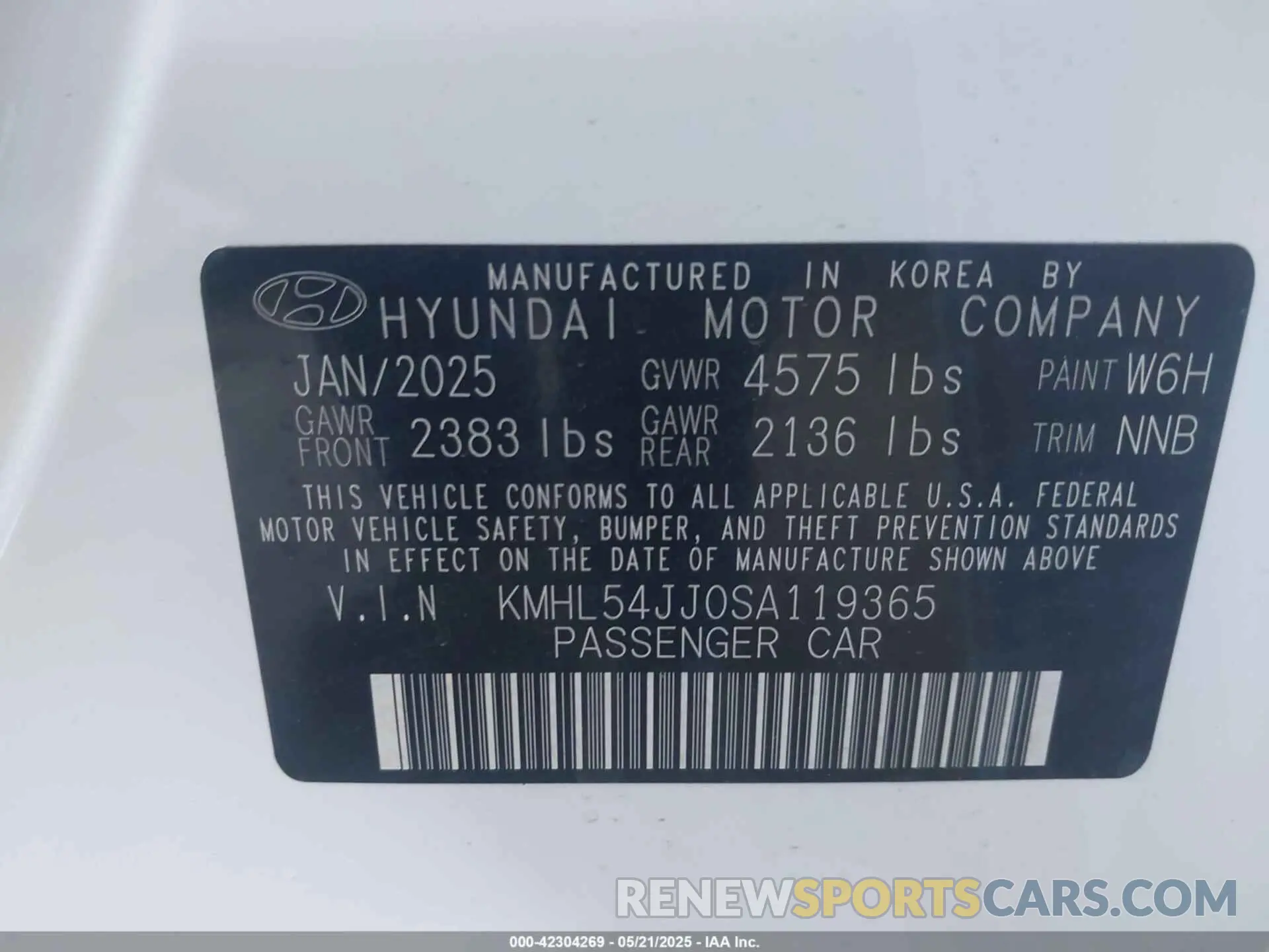 9 Photograph of a damaged car KMHL54JJ0SA119365 HYUNDAI SONATA HYBRID 2025