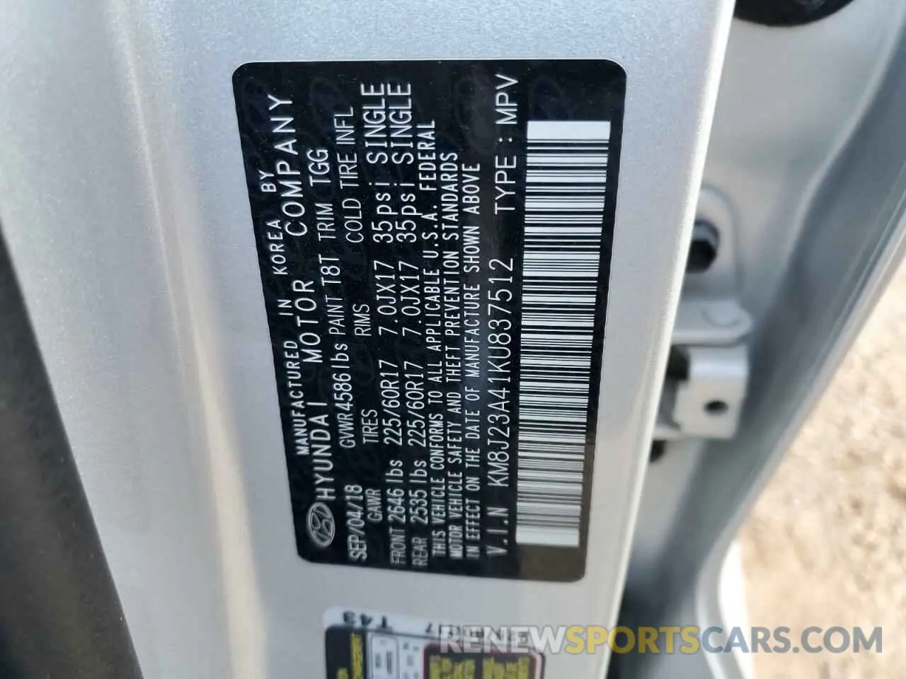13 Photograph of a damaged car KM8J23A41KU837512 HYUNDAI TUCSON 2019