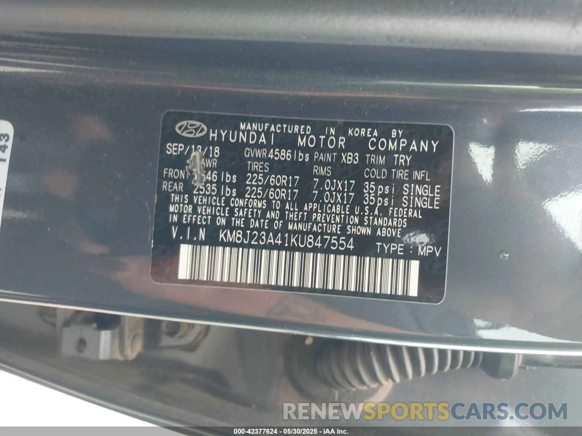 9 Photograph of a damaged car KM8J23A41KU847554 HYUNDAI TUCSON 2019