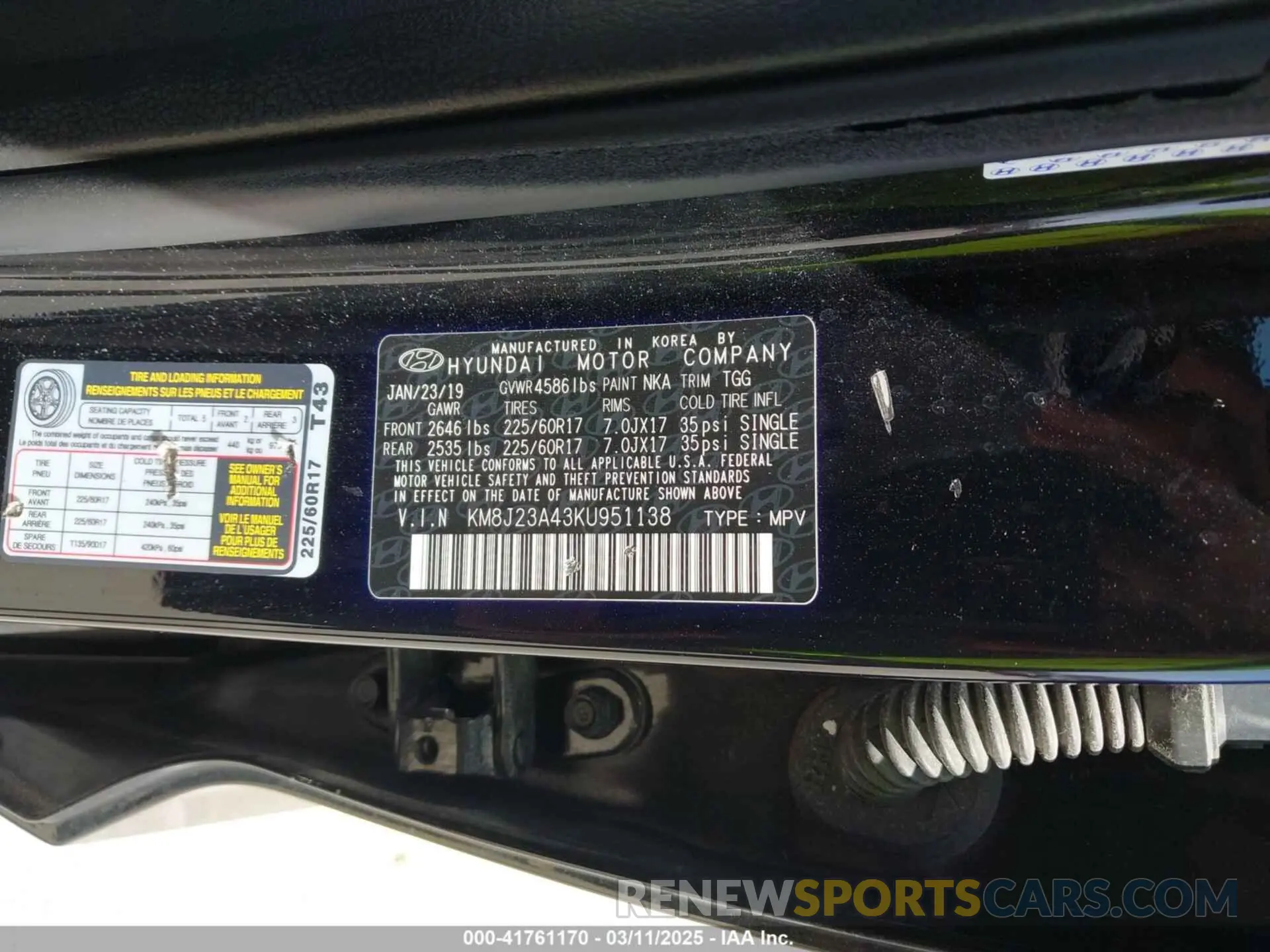 9 Photograph of a damaged car KM8J23A43KU951138 HYUNDAI TUCSON 2019