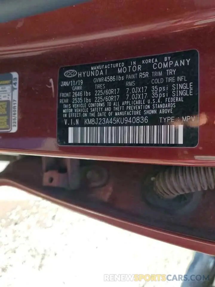 15 Photograph of a damaged car KM8J23A45KU940836 HYUNDAI TUCSON 2019
