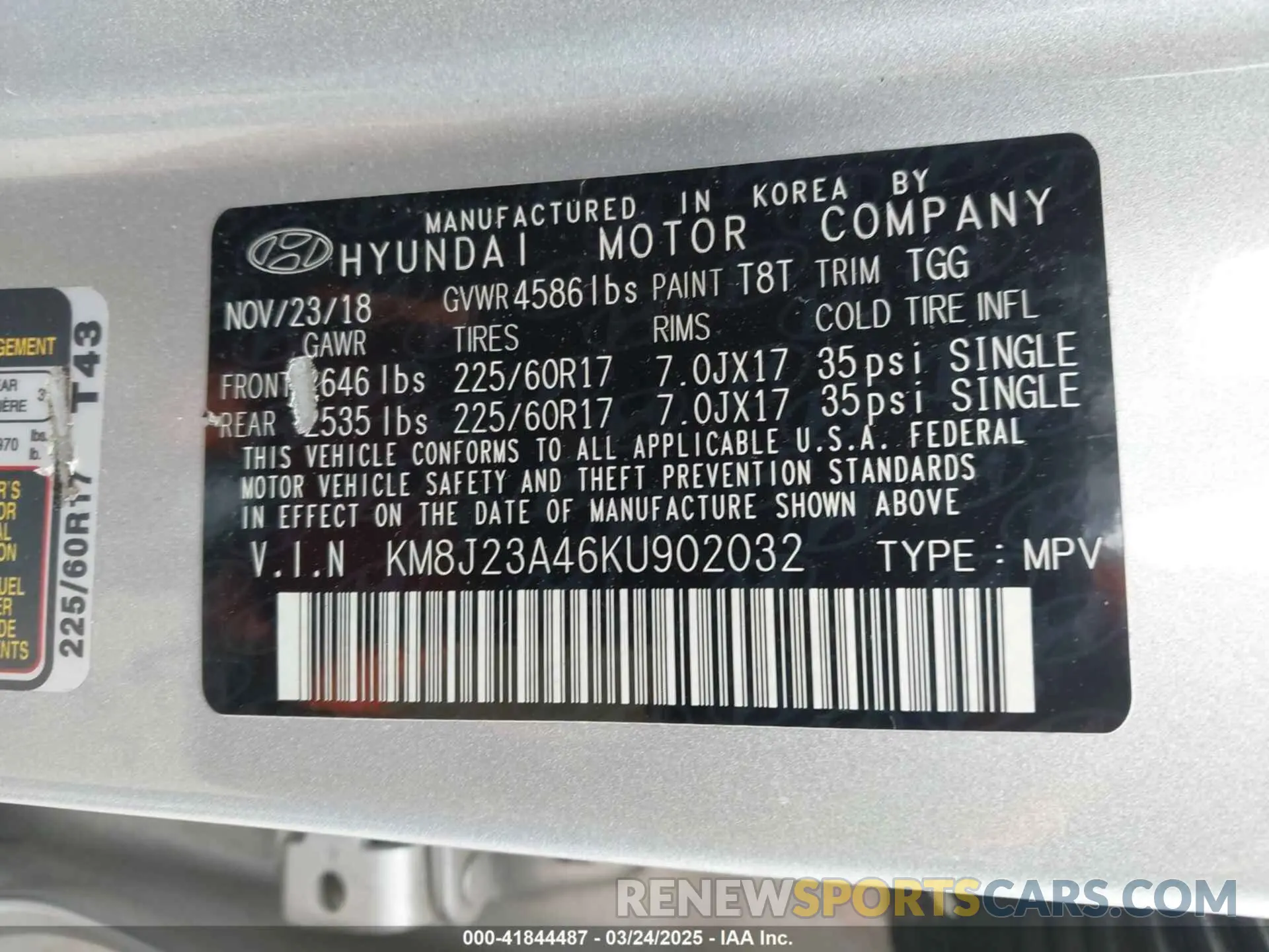 9 Photograph of a damaged car KM8J23A46KU902032 HYUNDAI TUCSON 2019