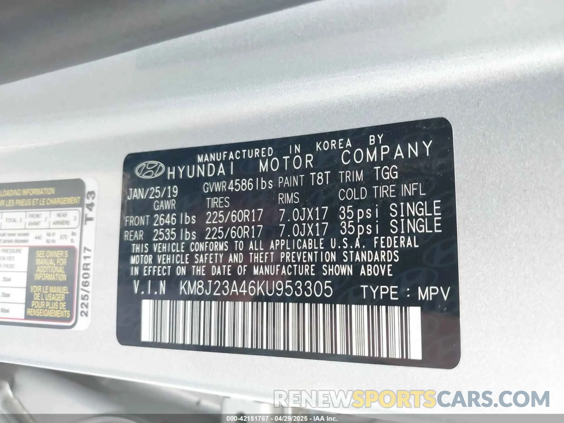 9 Photograph of a damaged car KM8J23A46KU953305 HYUNDAI TUCSON 2019