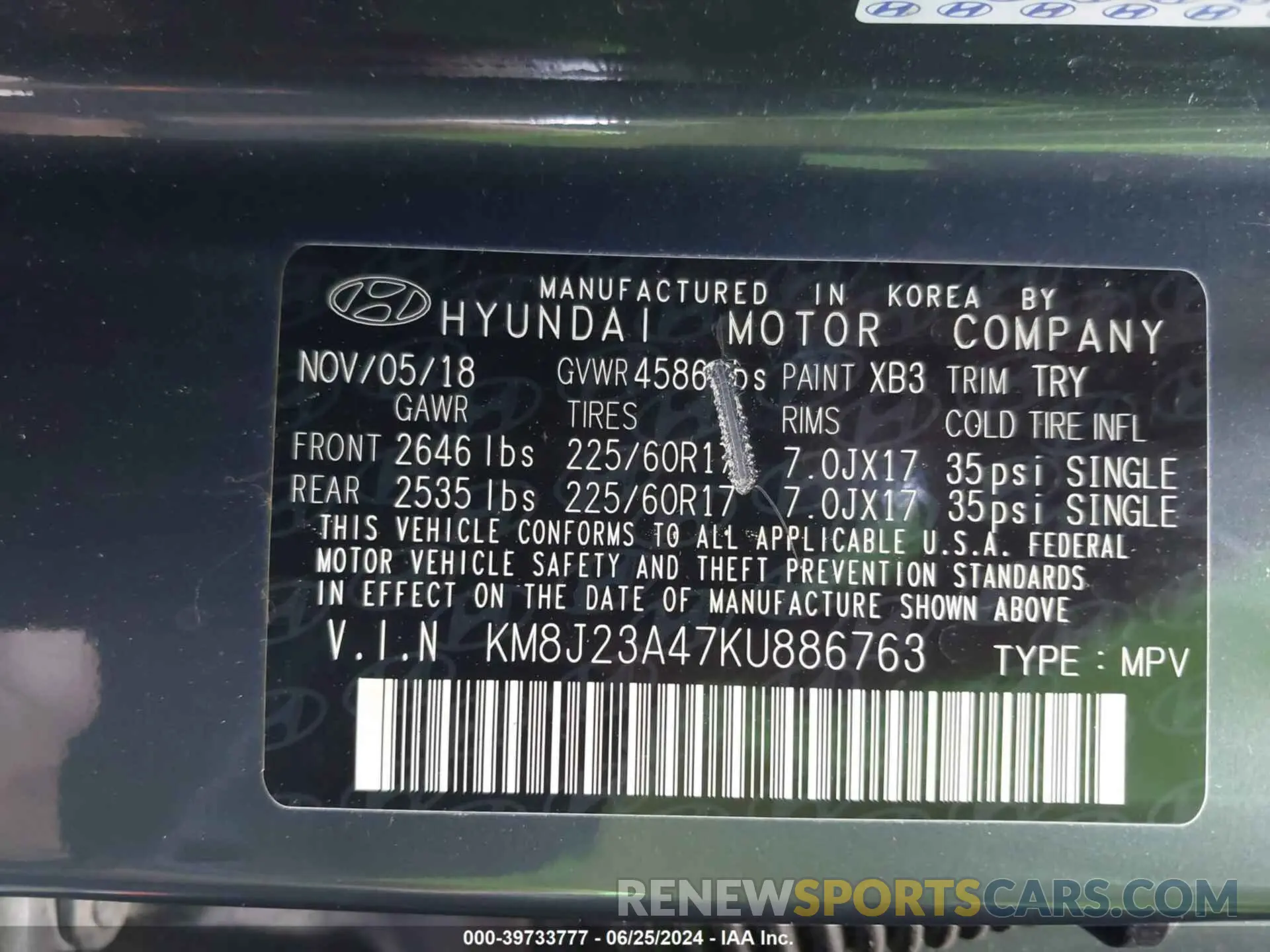 9 Photograph of a damaged car KM8J23A47KU886763 HYUNDAI TUCSON 2019