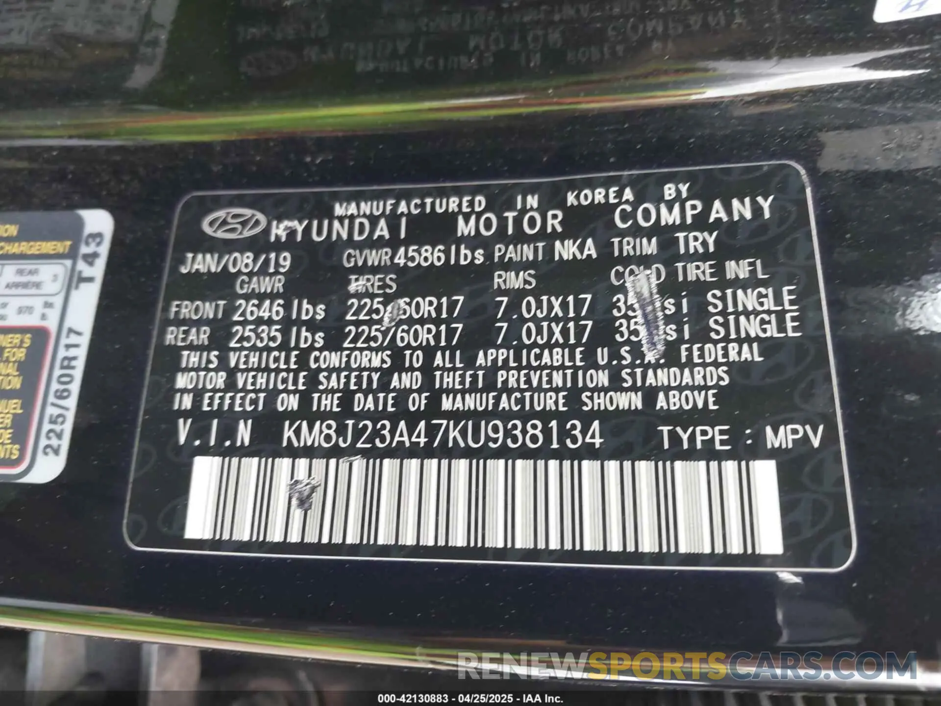 9 Photograph of a damaged car KM8J23A47KU938134 HYUNDAI TUCSON 2019