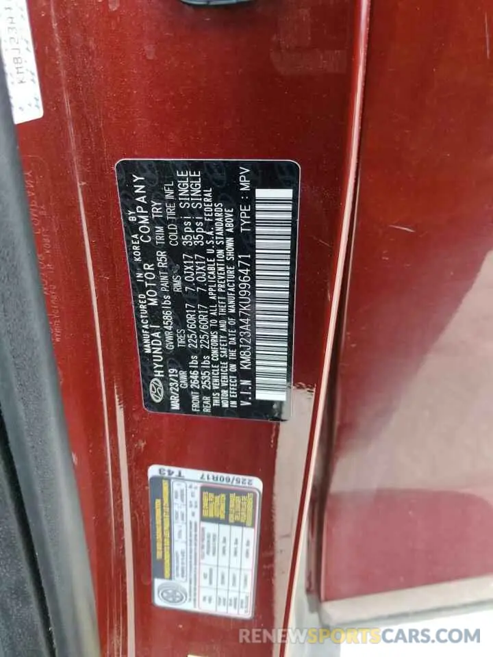 13 Photograph of a damaged car KM8J23A47KU996471 HYUNDAI TUCSON 2019
