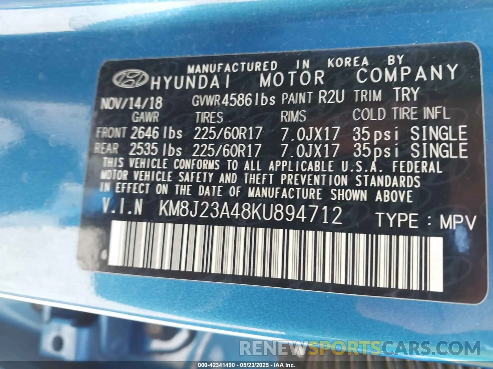 9 Photograph of a damaged car KM8J23A48KU894712 HYUNDAI TUCSON 2019