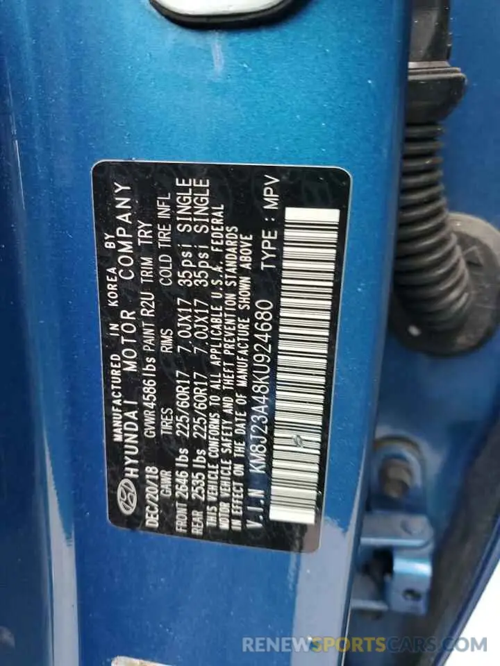 13 Photograph of a damaged car KM8J23A48KU924680 HYUNDAI TUCSON 2019