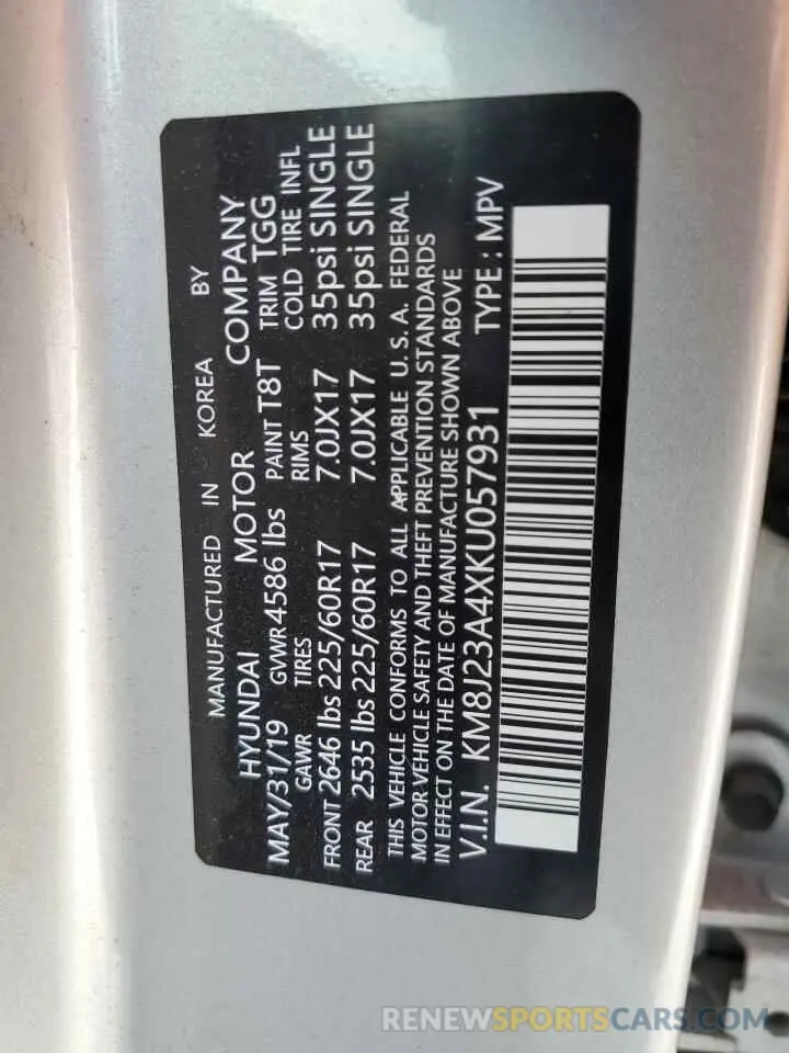 13 Photograph of a damaged car KM8J23A4XKU057931 HYUNDAI TUCSON 2019