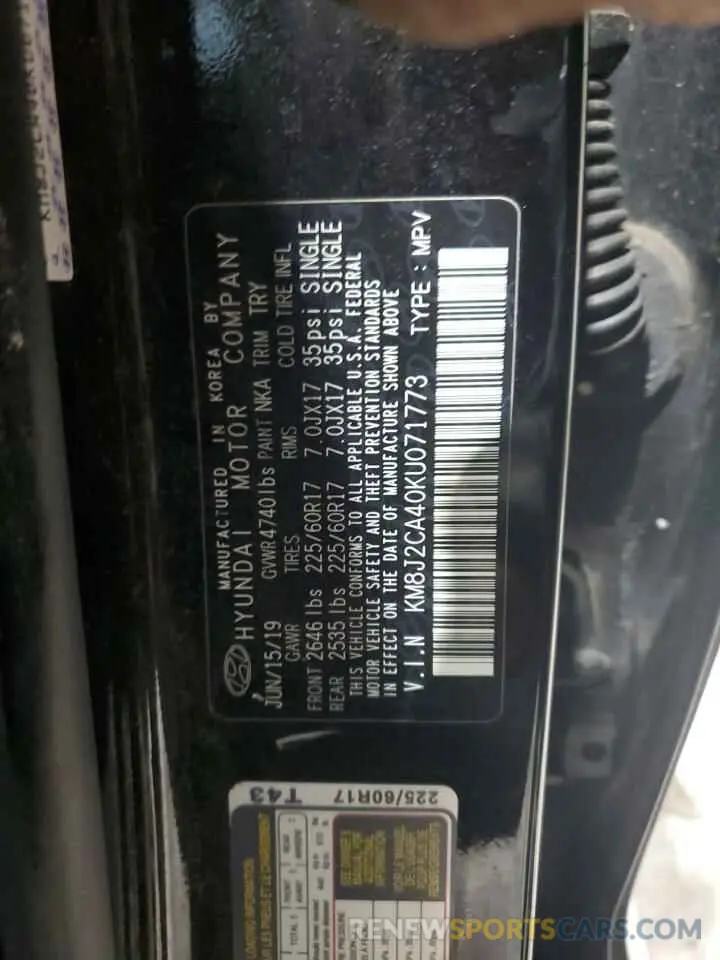 14 Photograph of a damaged car KM8J2CA40KU071773 HYUNDAI TUCSON 2019