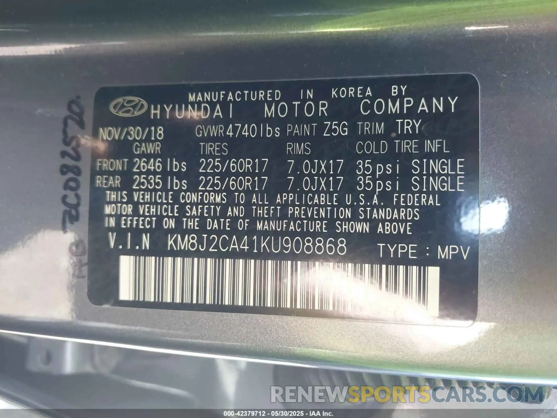 9 Photograph of a damaged car KM8J2CA41KU908868 HYUNDAI TUCSON 2019