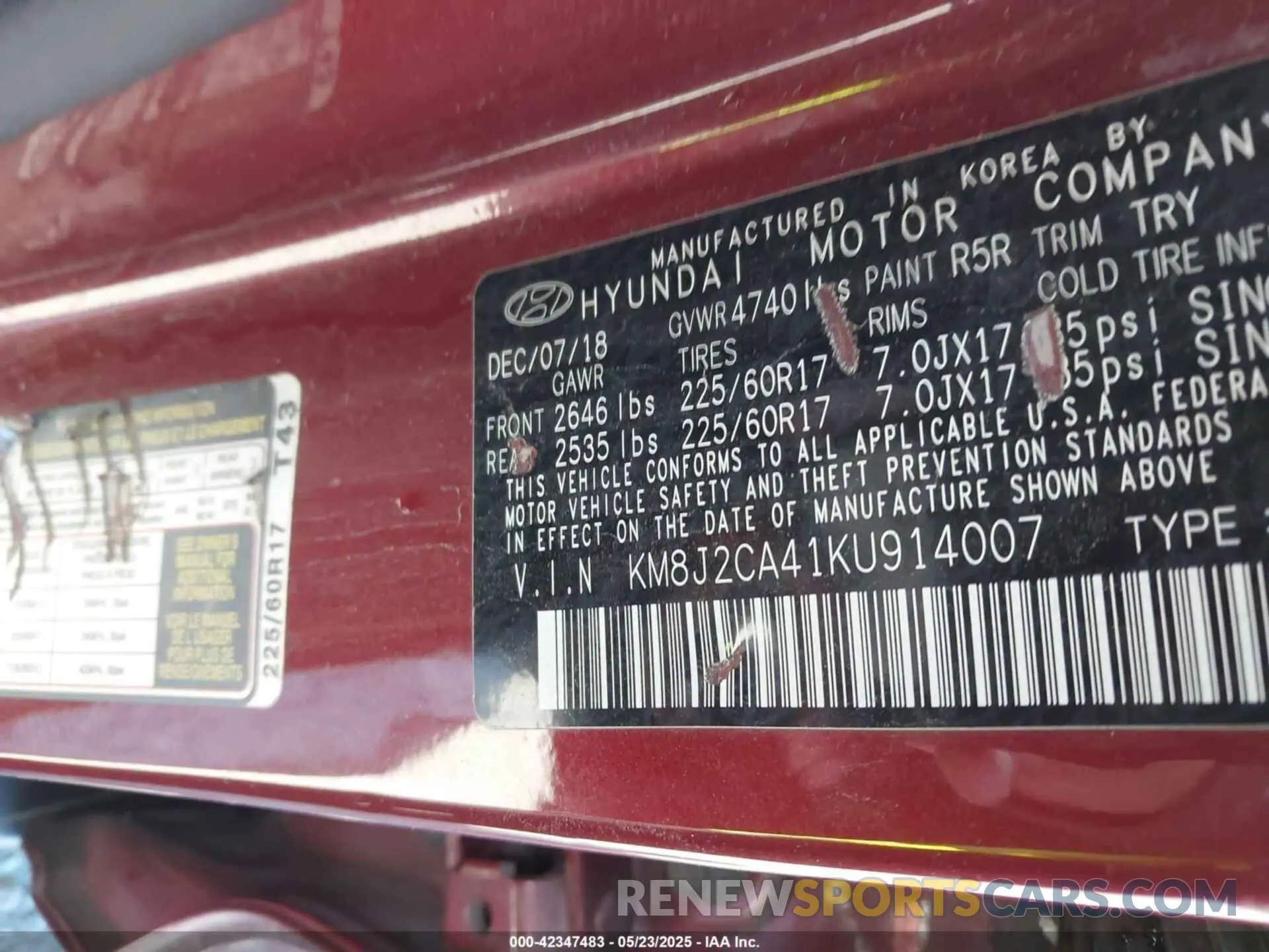 9 Photograph of a damaged car KM8J2CA41KU914007 HYUNDAI TUCSON 2019