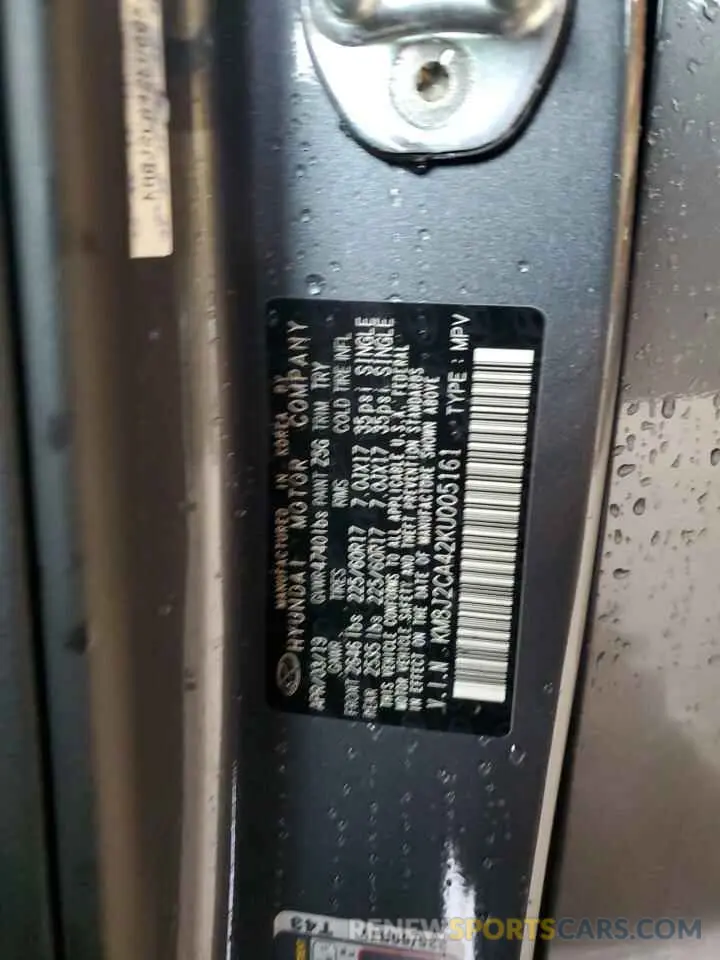 12 Photograph of a damaged car KM8J2CA42KU005161 HYUNDAI TUCSON 2019