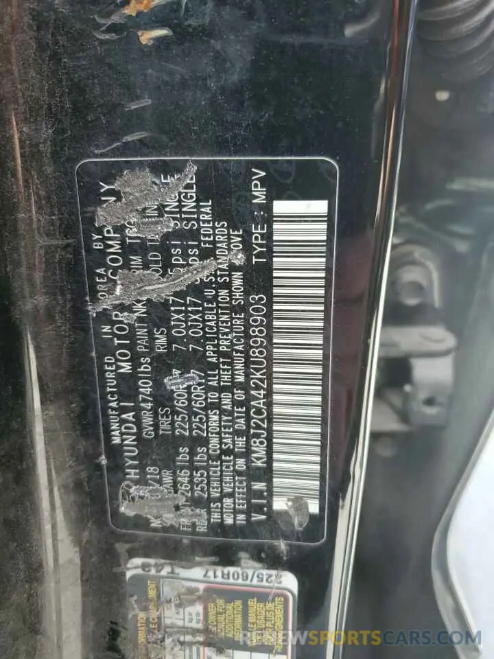 13 Photograph of a damaged car KM8J2CA42KU898903 HYUNDAI TUCSON 2019