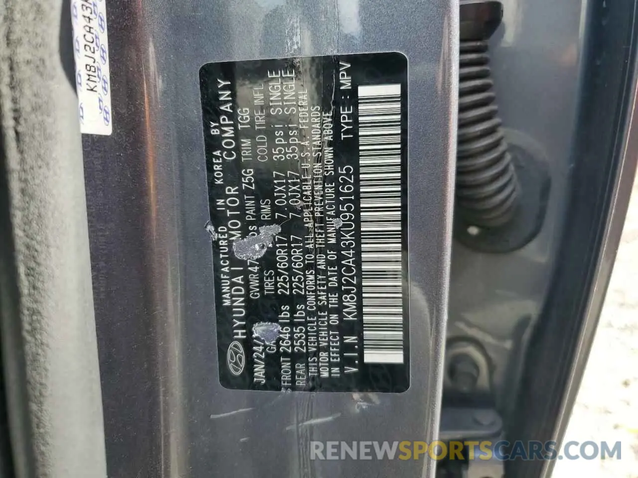 13 Photograph of a damaged car KM8J2CA43KU951625 HYUNDAI TUCSON 2019
