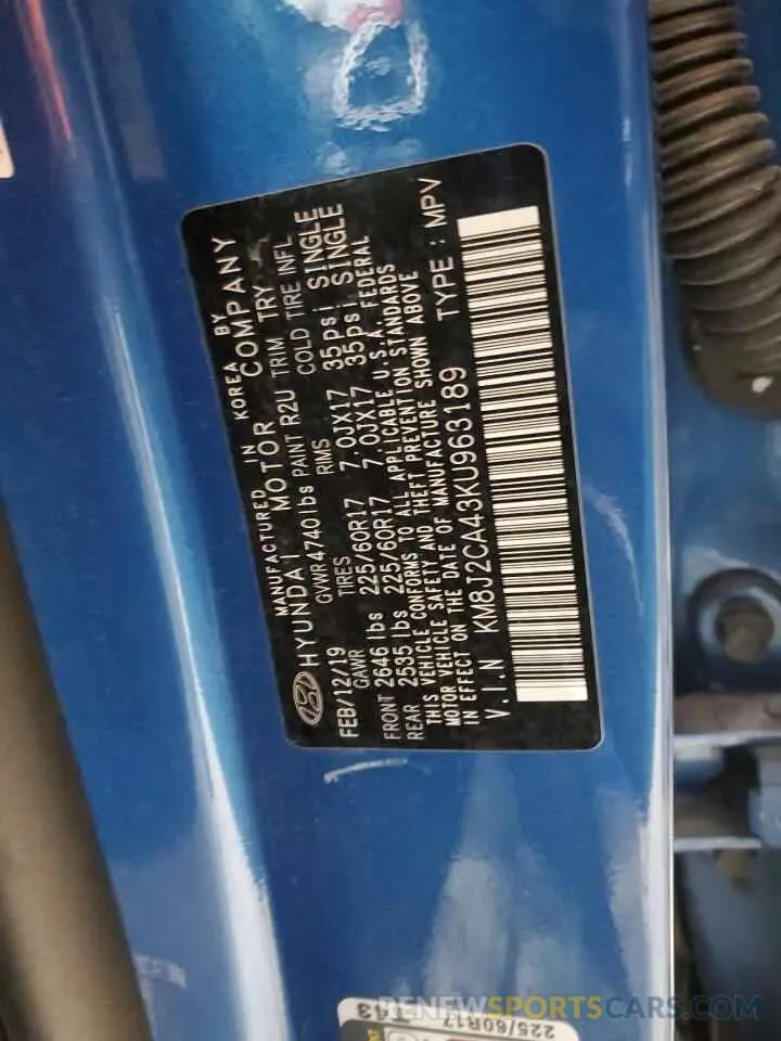 15 Photograph of a damaged car KM8J2CA43KU963189 HYUNDAI TUCSON 2019