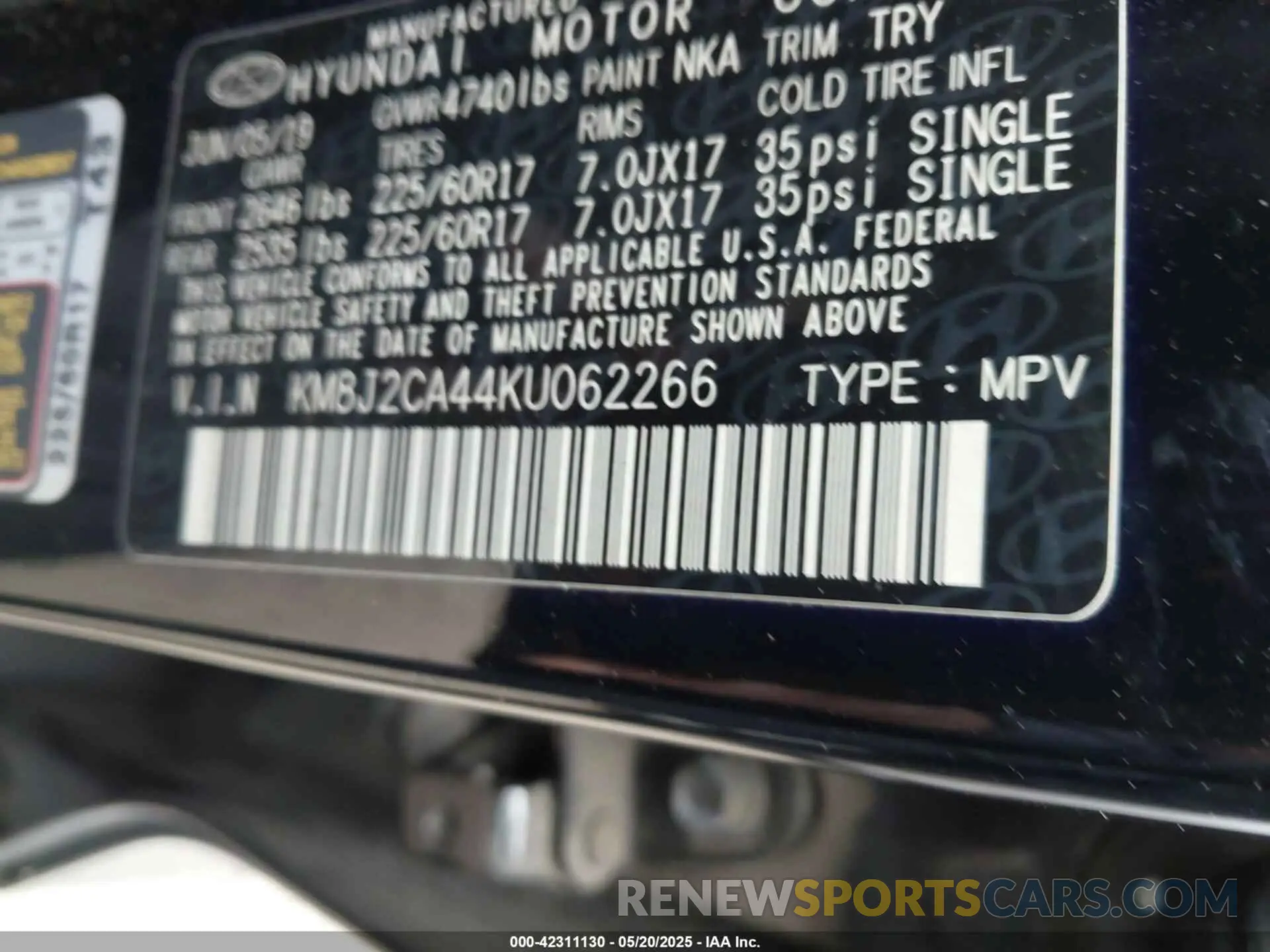 9 Photograph of a damaged car KM8J2CA44KU062266 HYUNDAI TUCSON 2019