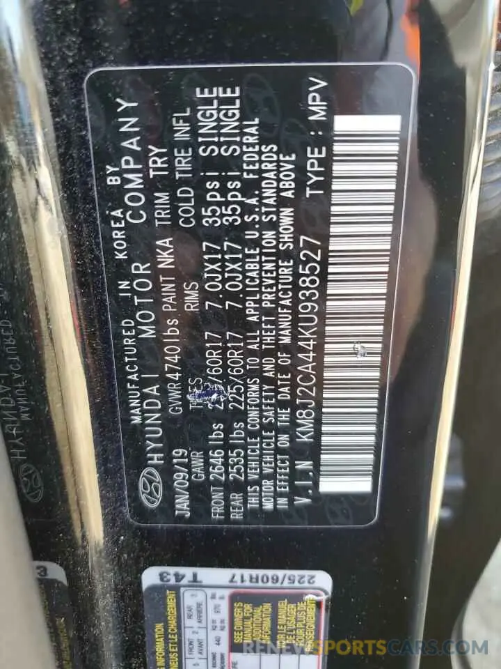 12 Photograph of a damaged car KM8J2CA44KU938527 HYUNDAI TUCSON 2019