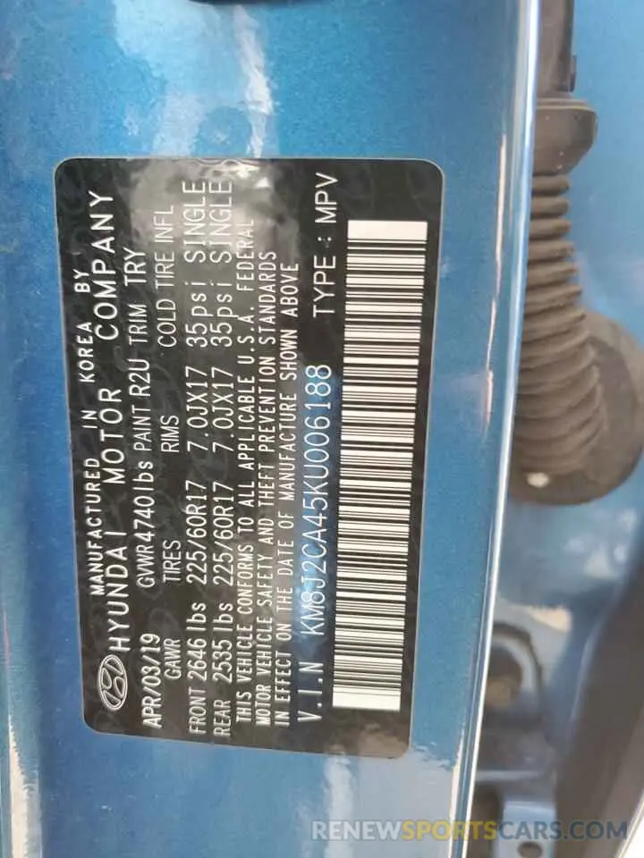 13 Photograph of a damaged car KM8J2CA45KU006188 HYUNDAI TUCSON 2019