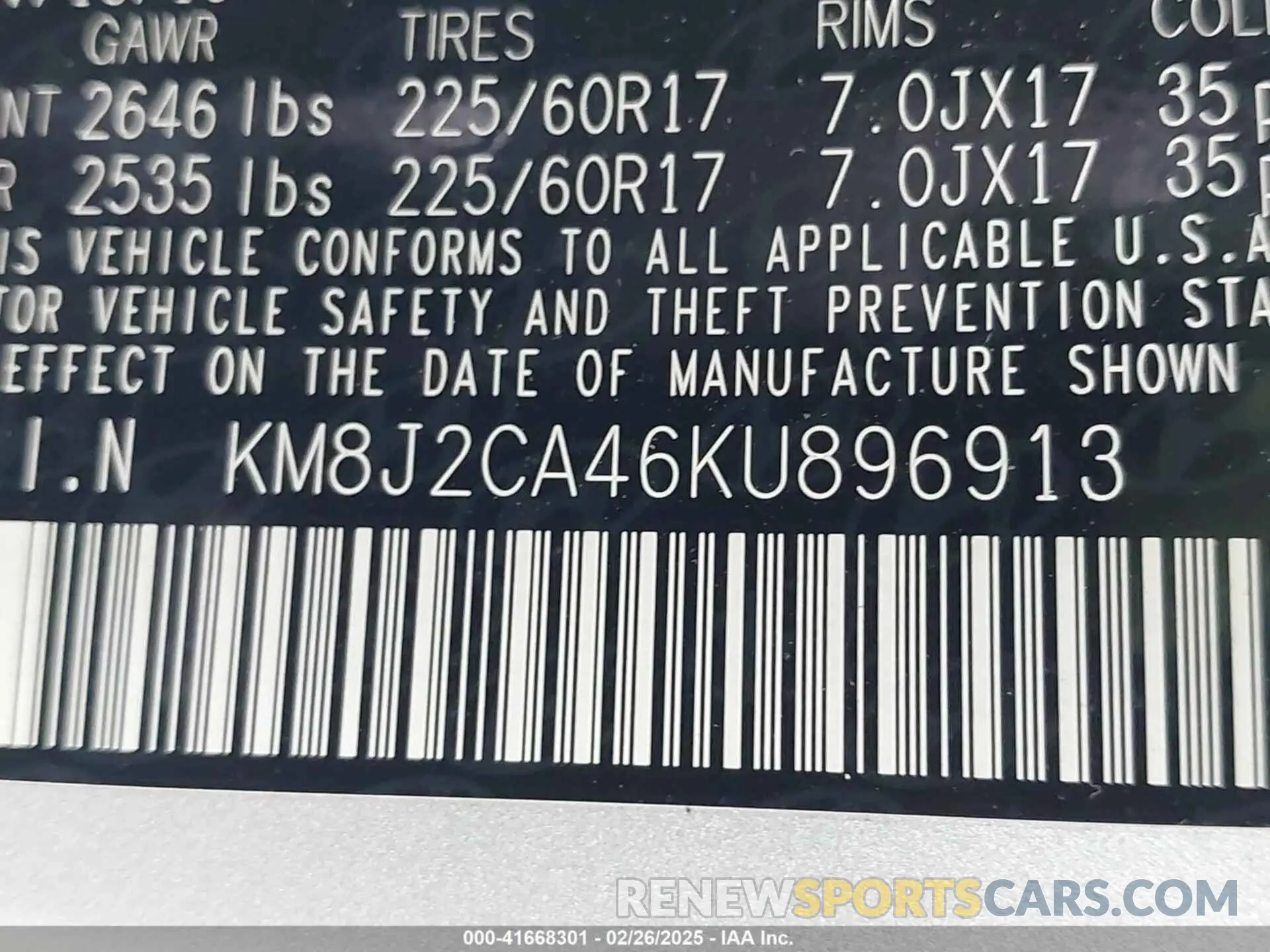 9 Photograph of a damaged car KM8J2CA46KU896913 HYUNDAI TUCSON 2019