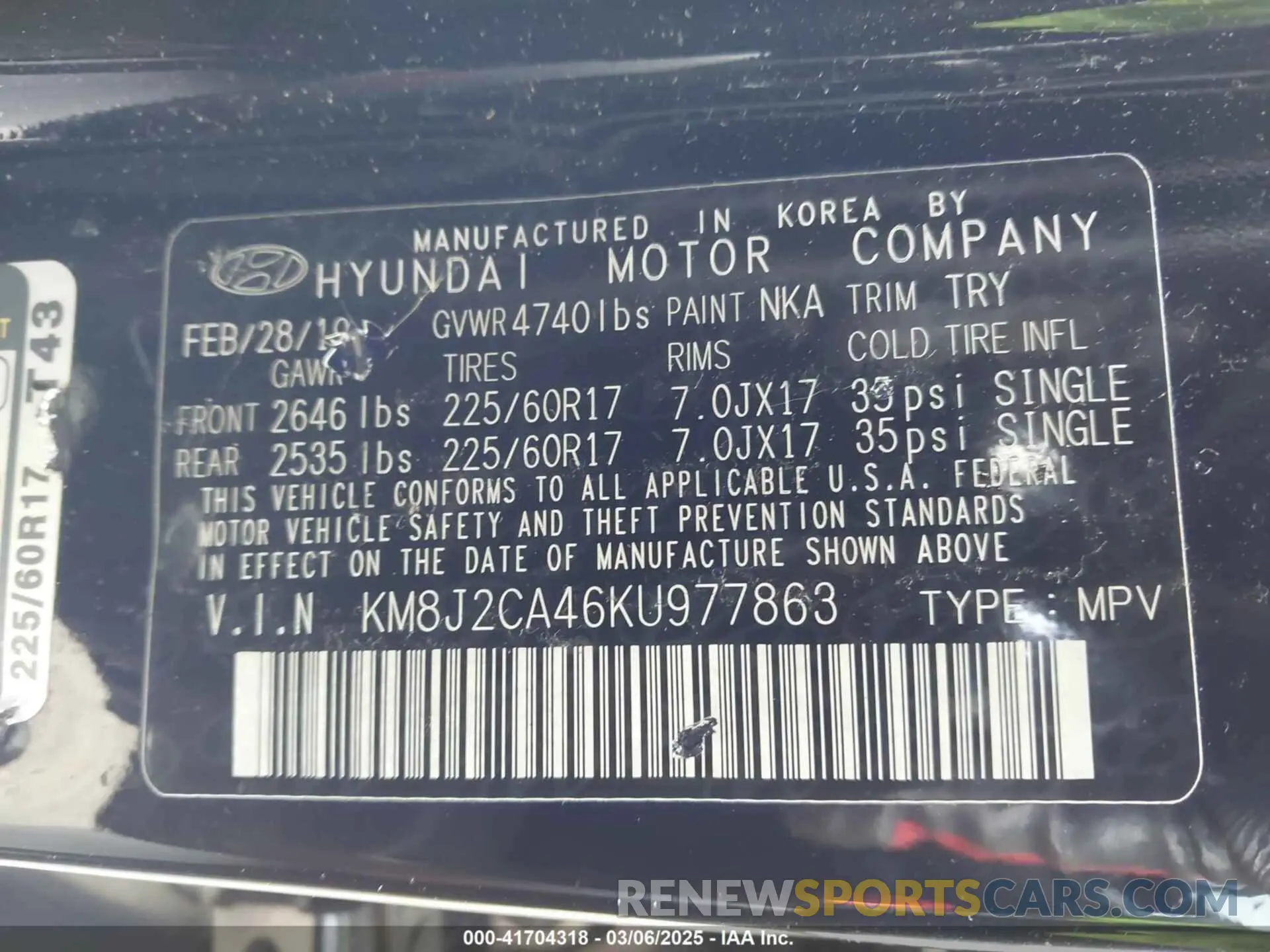 9 Photograph of a damaged car KM8J2CA46KU977863 HYUNDAI TUCSON 2019