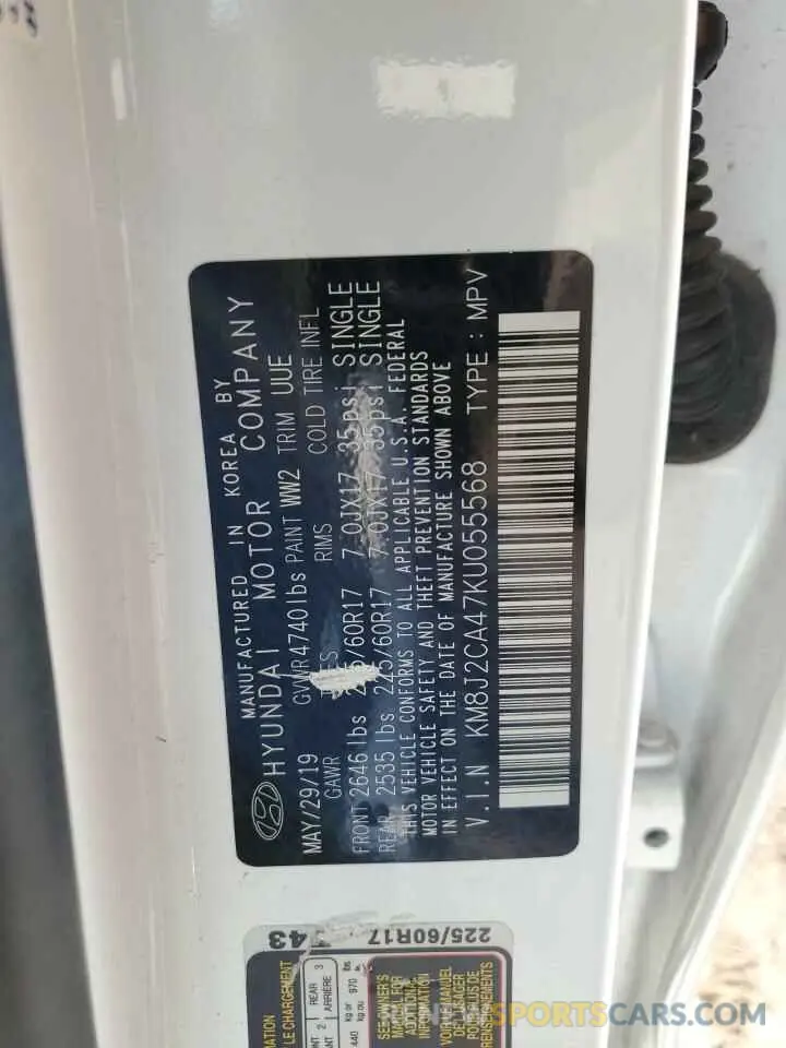 15 Photograph of a damaged car KM8J2CA47KU055568 HYUNDAI TUCSON 2019