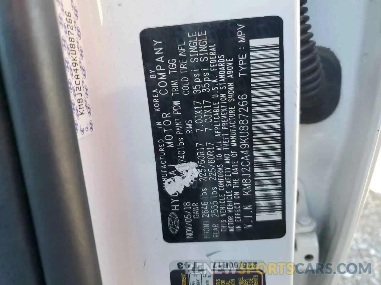 13 Photograph of a damaged car KM8J2CA49KU887266 HYUNDAI TUCSON 2019