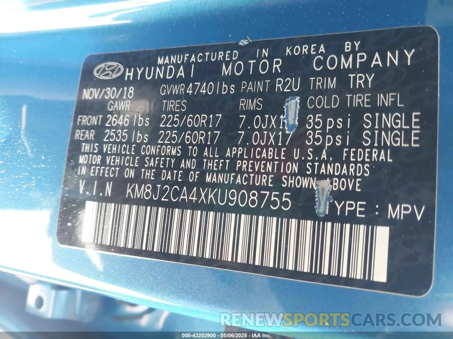 9 Photograph of a damaged car KM8J2CA4XKU908755 HYUNDAI TUCSON 2019