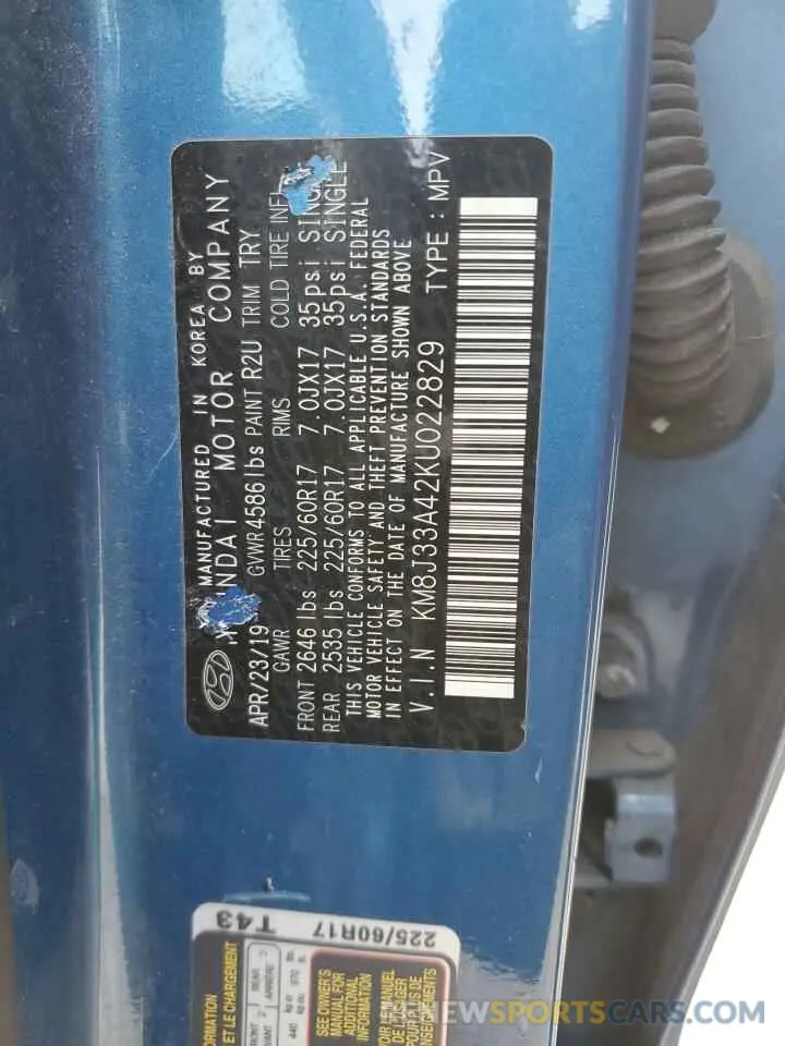 13 Photograph of a damaged car KM8J33A42KU022829 HYUNDAI TUCSON 2019