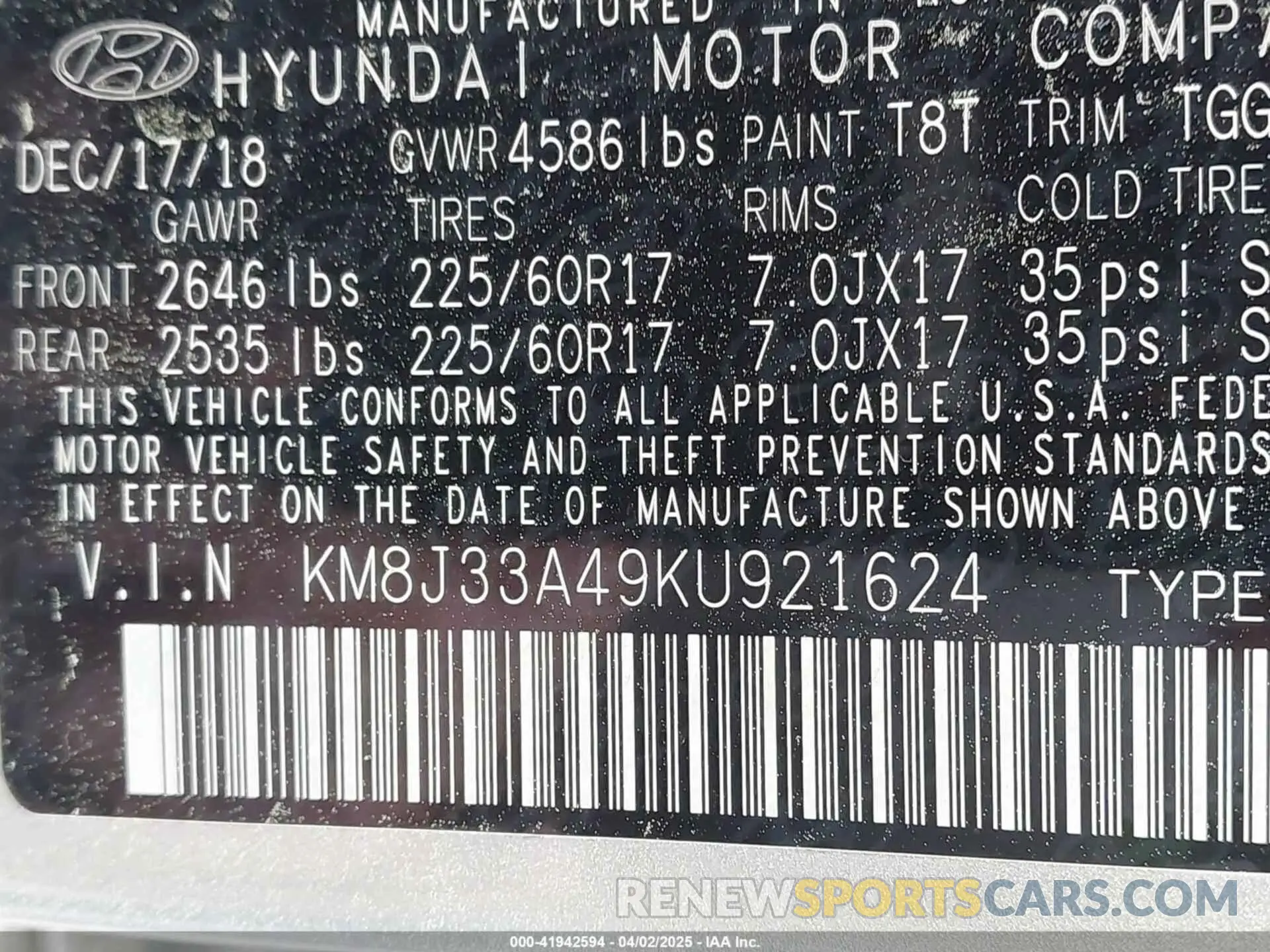 9 Photograph of a damaged car KM8J33A49KU921624 HYUNDAI TUCSON 2019