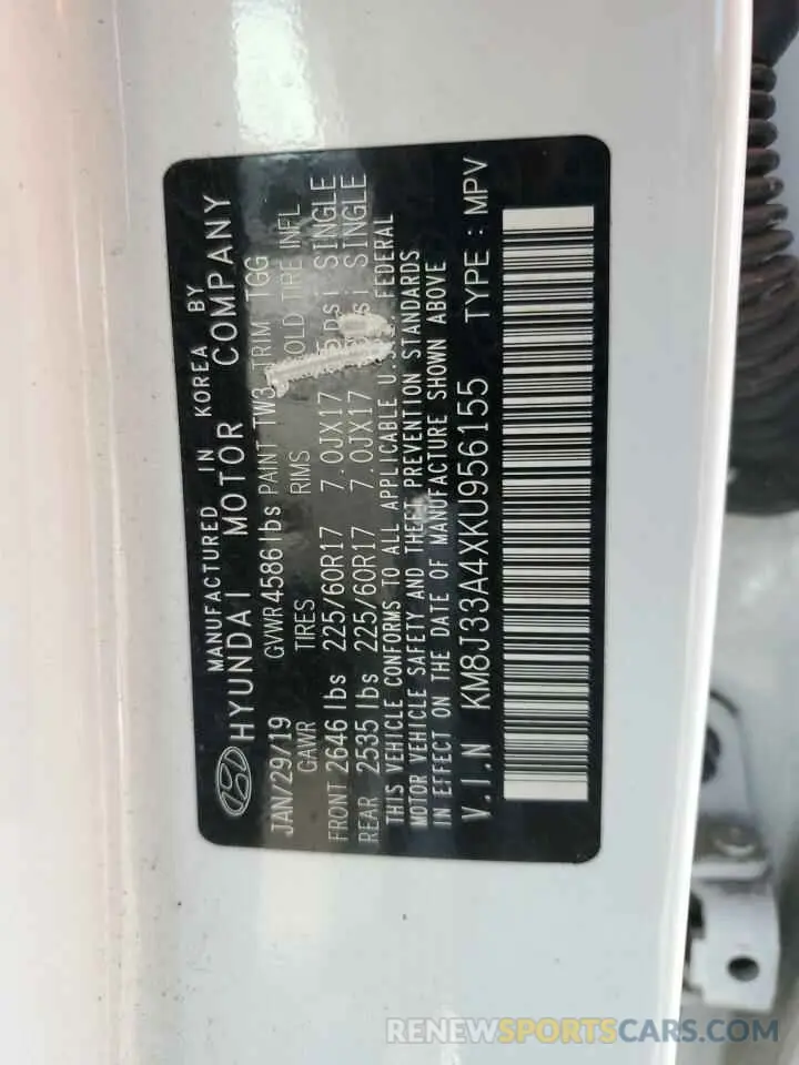 13 Photograph of a damaged car KM8J33A4XKU956155 HYUNDAI TUCSON 2019