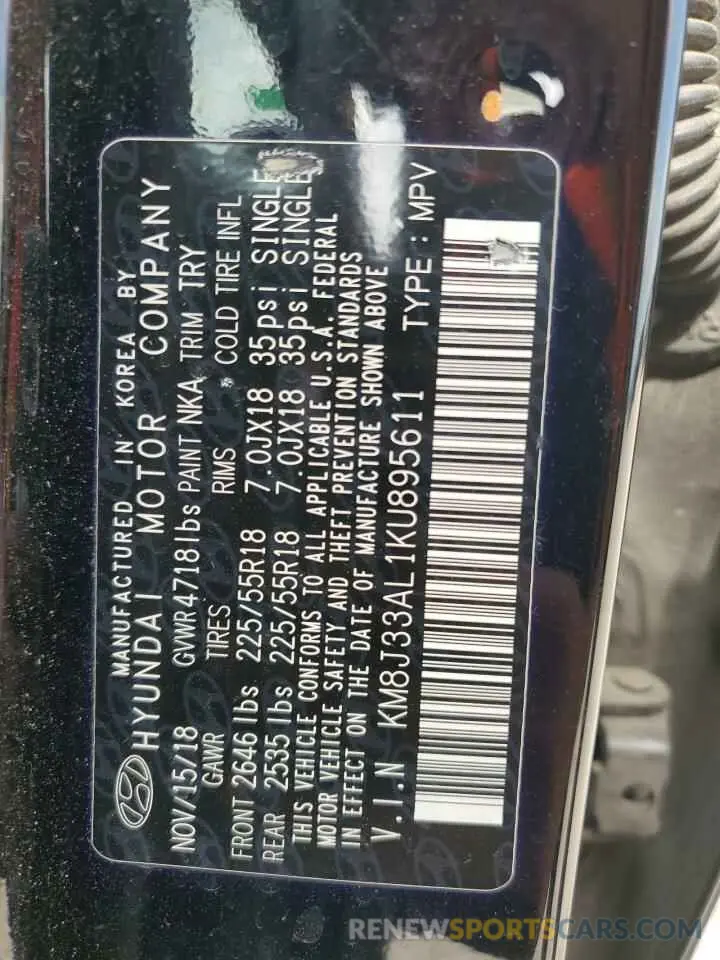 14 Photograph of a damaged car KM8J33AL1KU895611 HYUNDAI TUCSON 2019