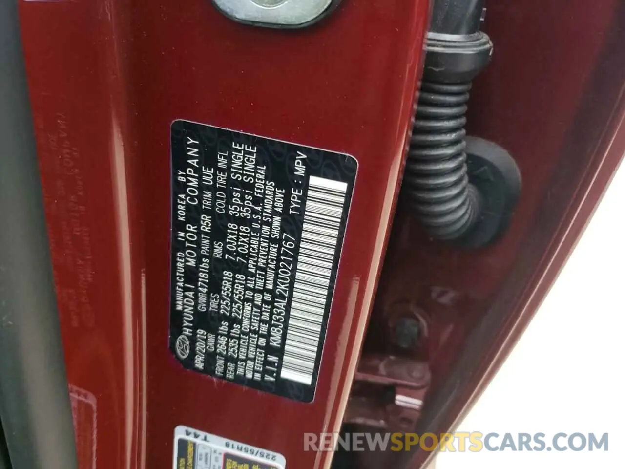 13 Photograph of a damaged car KM8J33AL2KU021767 HYUNDAI TUCSON 2019