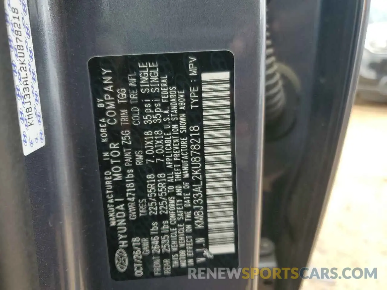 13 Photograph of a damaged car KM8J33AL2KU878218 HYUNDAI TUCSON 2019