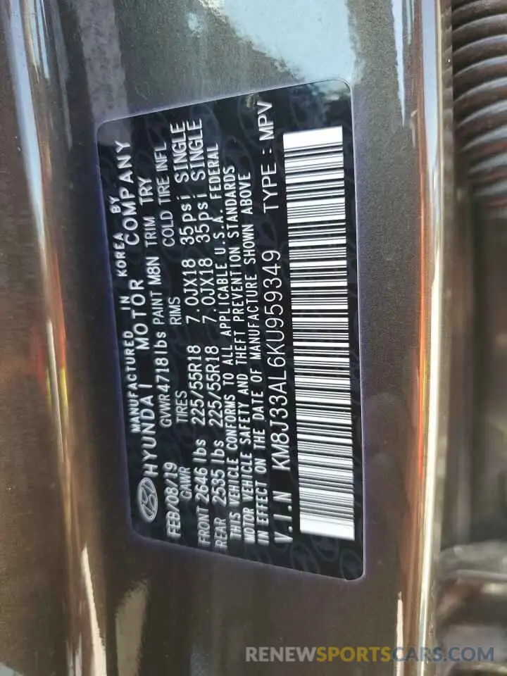 13 Photograph of a damaged car KM8J33AL6KU959349 HYUNDAI TUCSON 2019