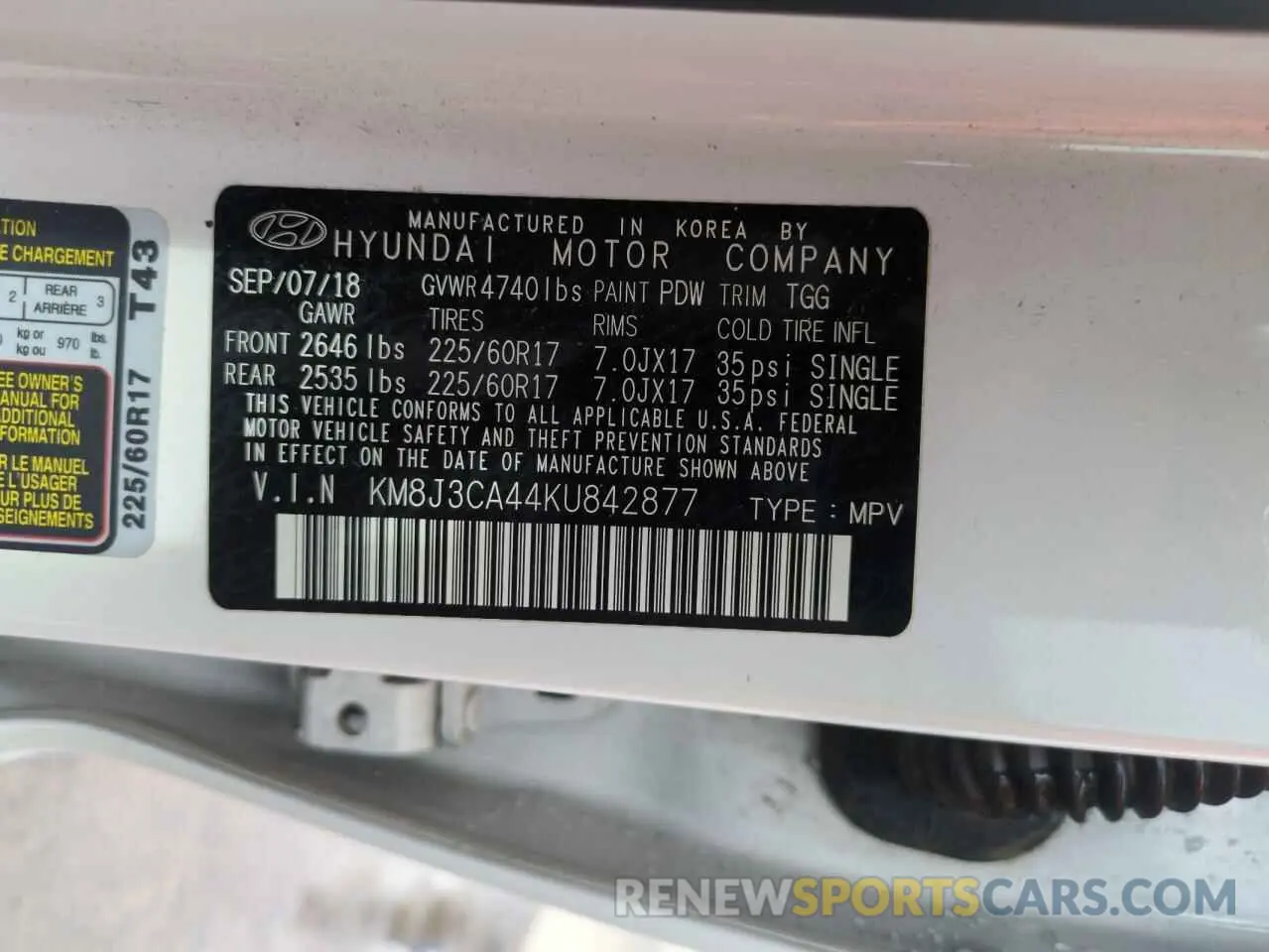 14 Photograph of a damaged car KM8J3CA44KU842877 HYUNDAI TUCSON 2019