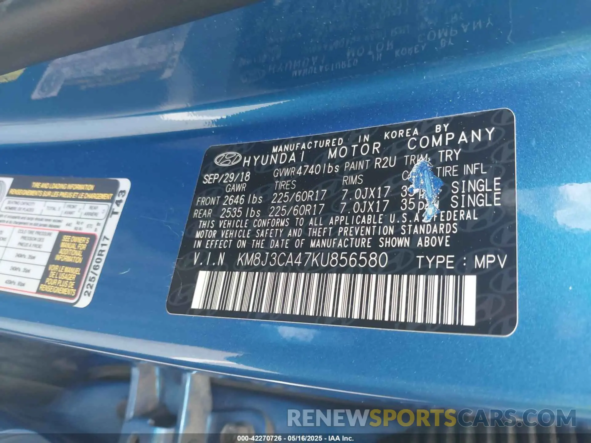 9 Photograph of a damaged car KM8J3CA47KU856580 HYUNDAI TUCSON 2019