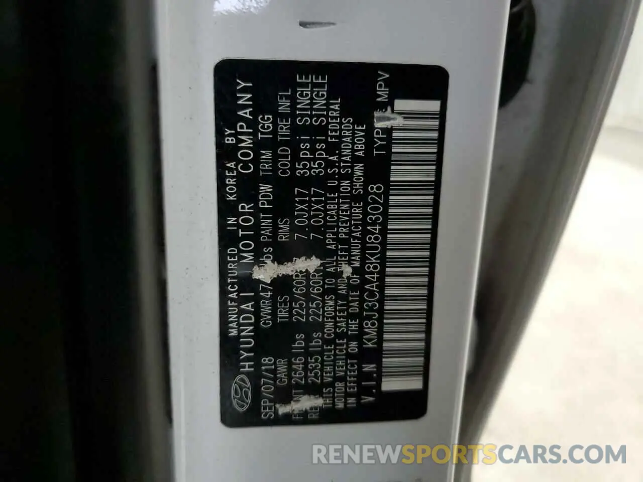 13 Photograph of a damaged car KM8J3CA48KU843028 HYUNDAI TUCSON 2019