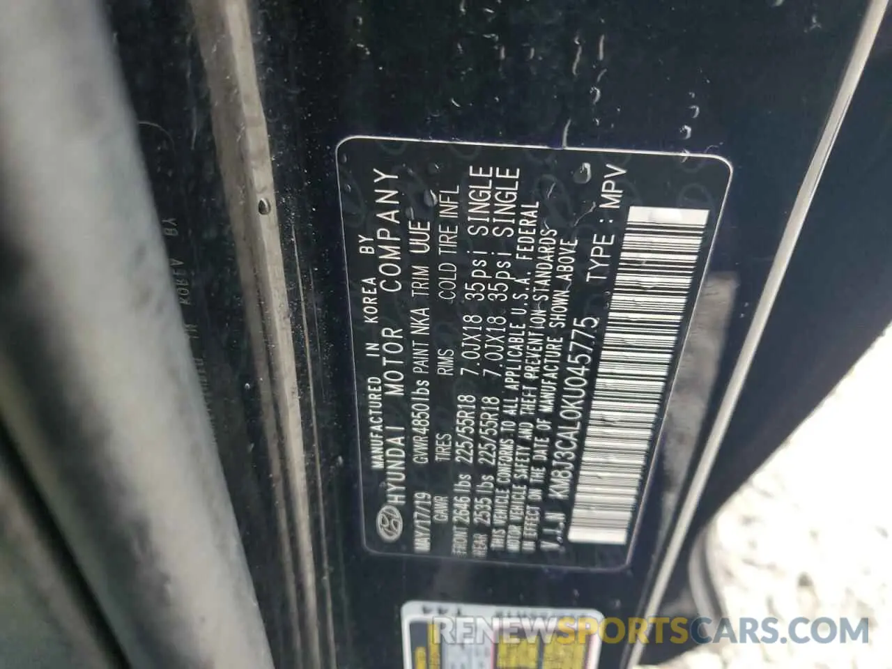 16 Photograph of a damaged car KM8J3CAL0KU045775 HYUNDAI TUCSON 2019