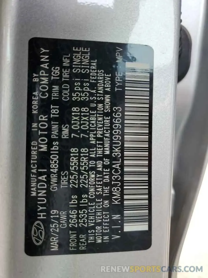 13 Photograph of a damaged car KM8J3CAL3KU999663 HYUNDAI TUCSON 2019