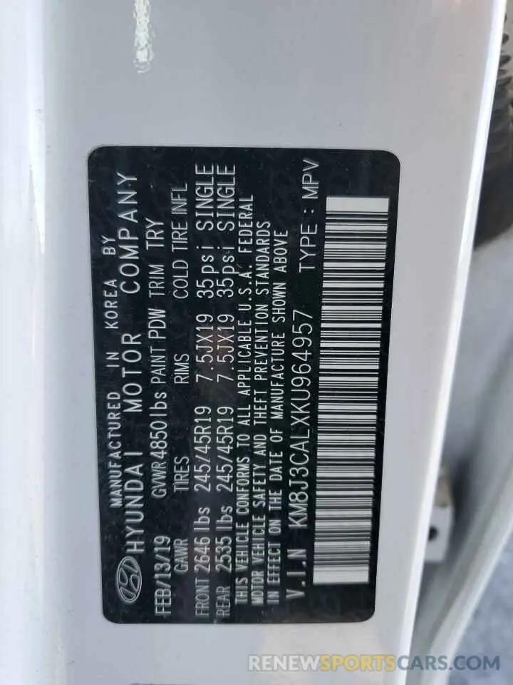 13 Photograph of a damaged car KM8J3CALXKU964957 HYUNDAI TUCSON 2019