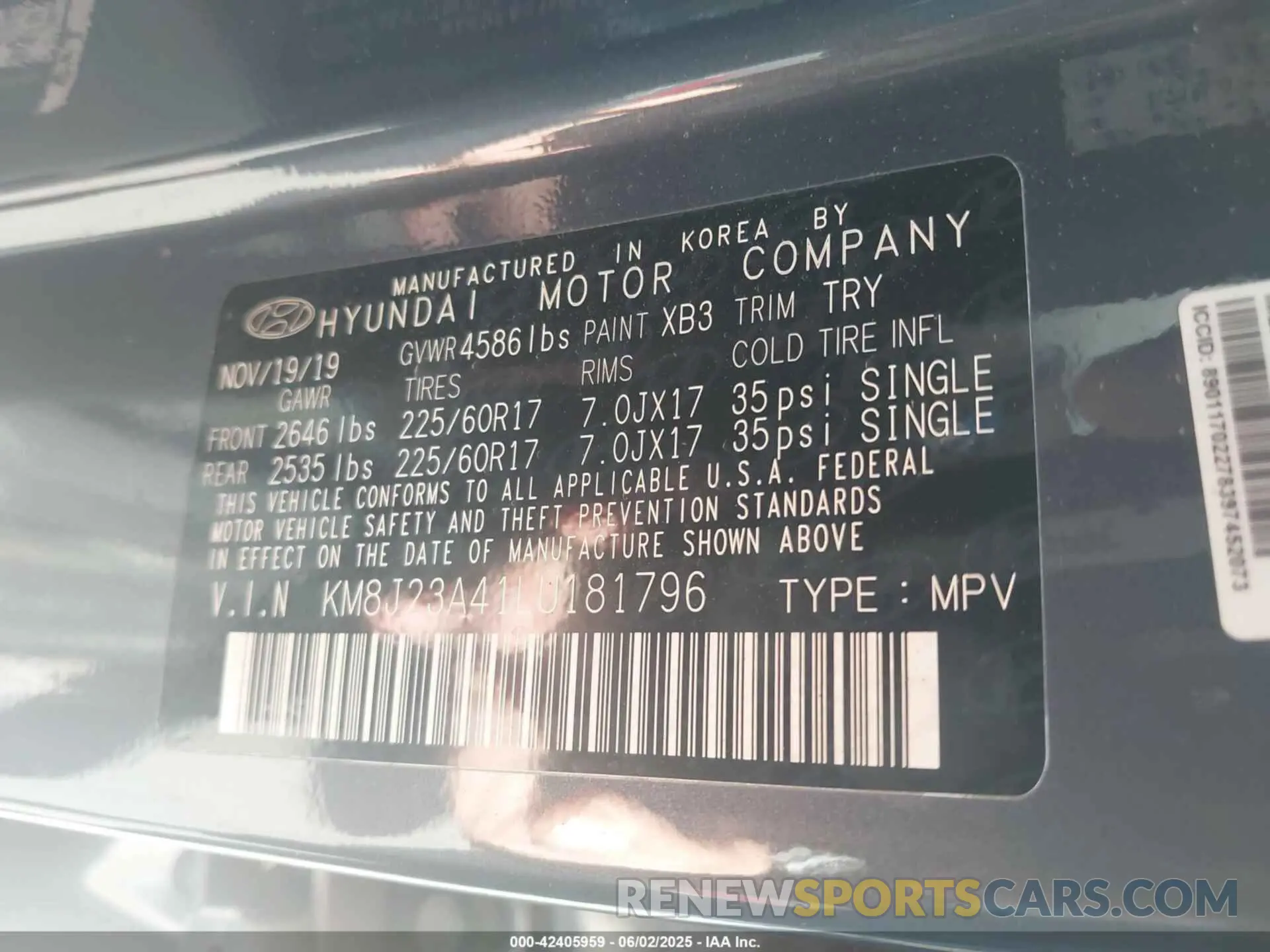 9 Photograph of a damaged car KM8J23A41LU181796 HYUNDAI TUCSON 2020