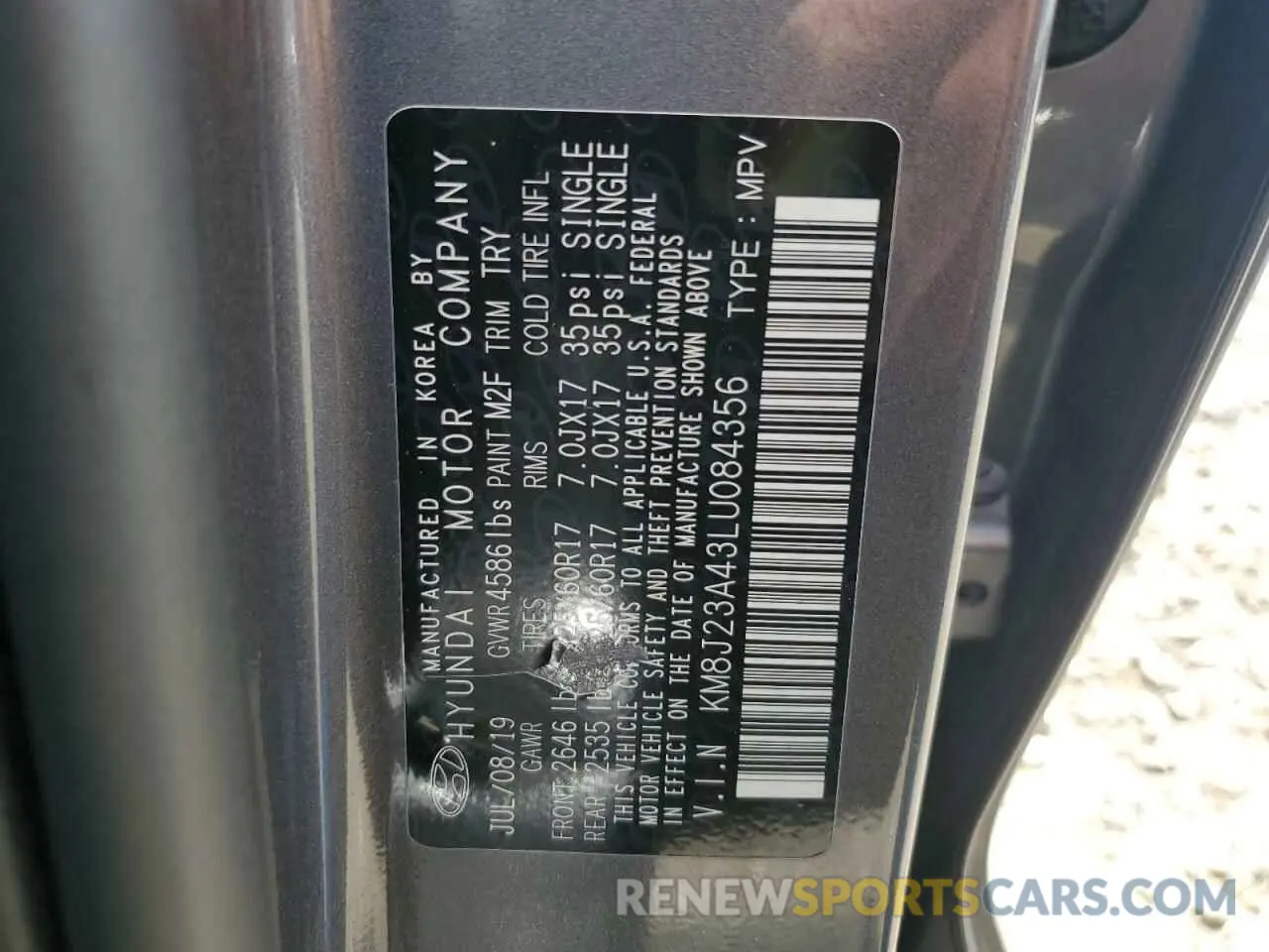 13 Photograph of a damaged car KM8J23A43LU084356 HYUNDAI TUCSON 2020