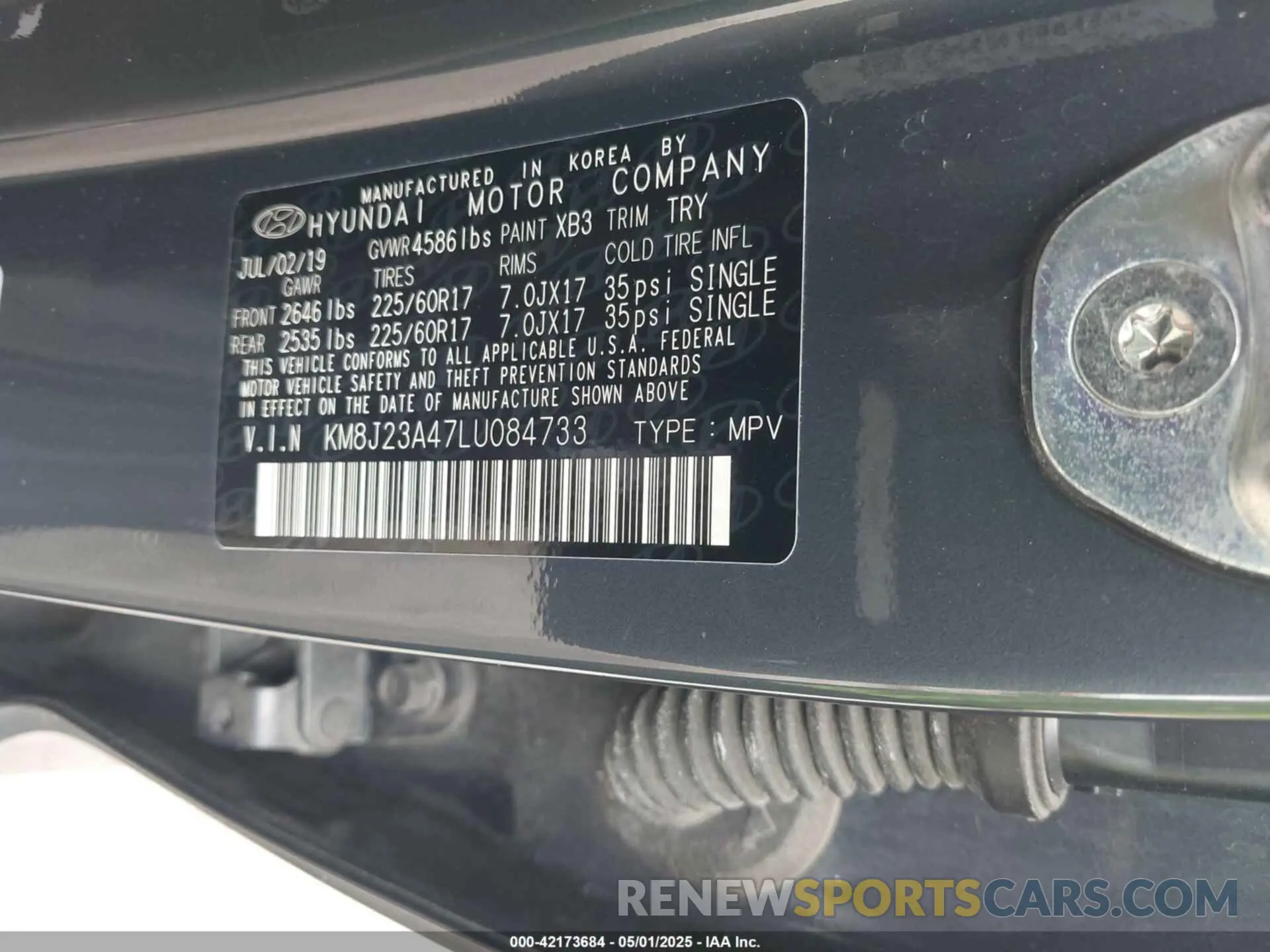 9 Photograph of a damaged car KM8J23A47LU084733 HYUNDAI TUCSON 2020