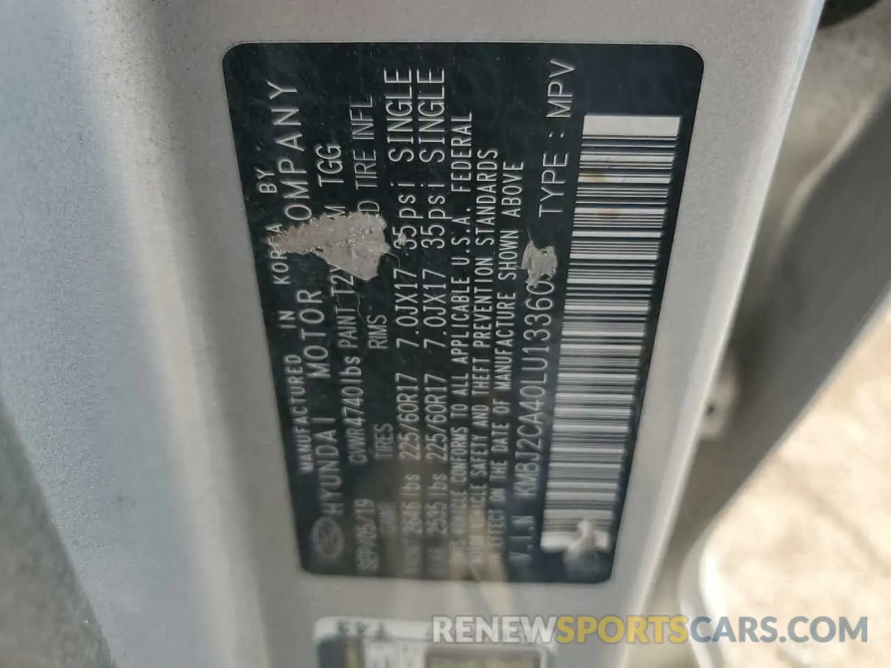 12 Photograph of a damaged car KM8J2CA40LU133609 HYUNDAI TUCSON 2020