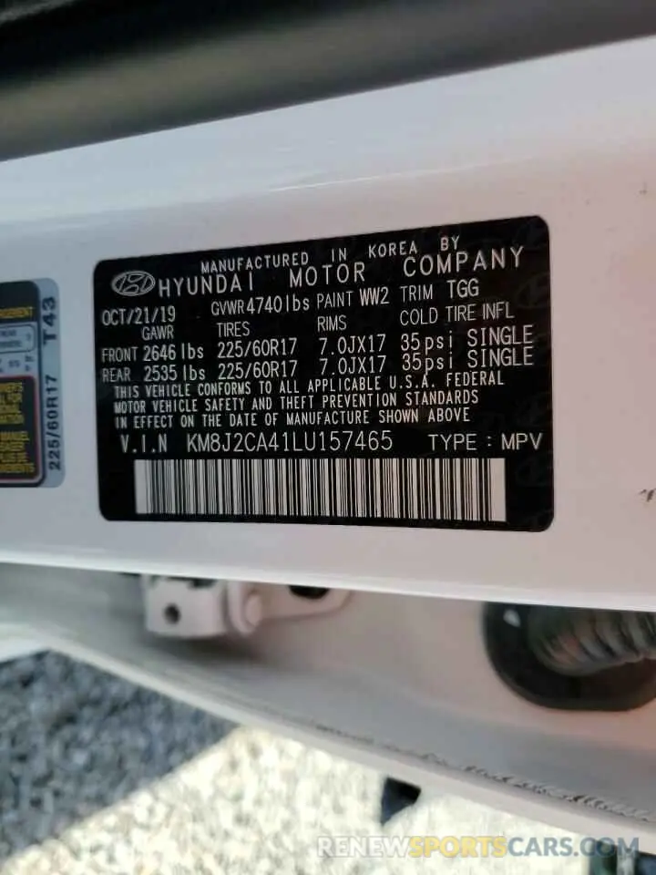 13 Photograph of a damaged car KM8J2CA41LU157465 HYUNDAI TUCSON 2020